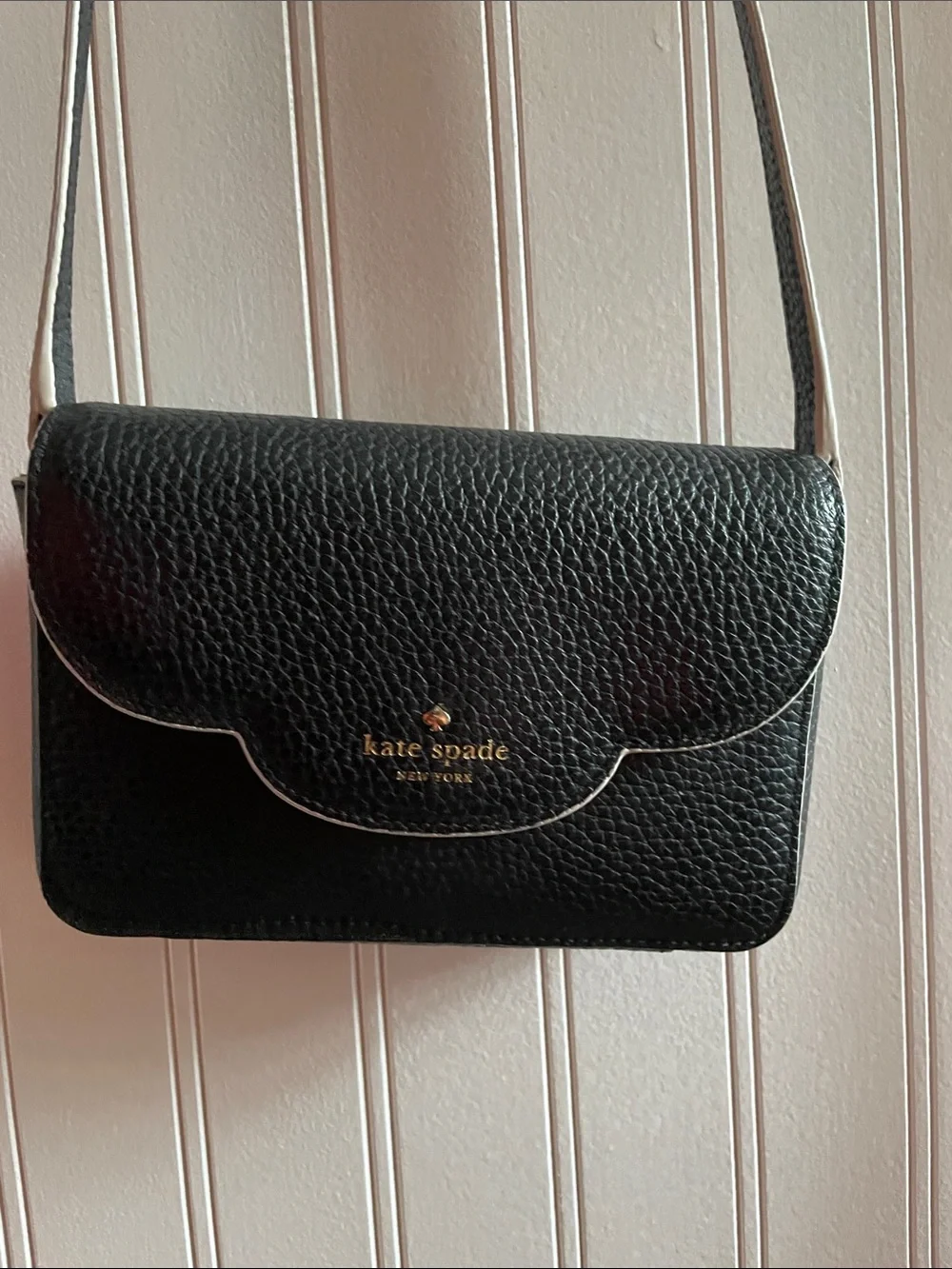 kate spade Black Pebbled Leather Scallop-Edge Crossbody